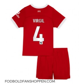 Liverpool Virgil van Dijk #4 Hjemmebanetrøje Børn 2023-24 Kortærmet (+ Korte bukser)